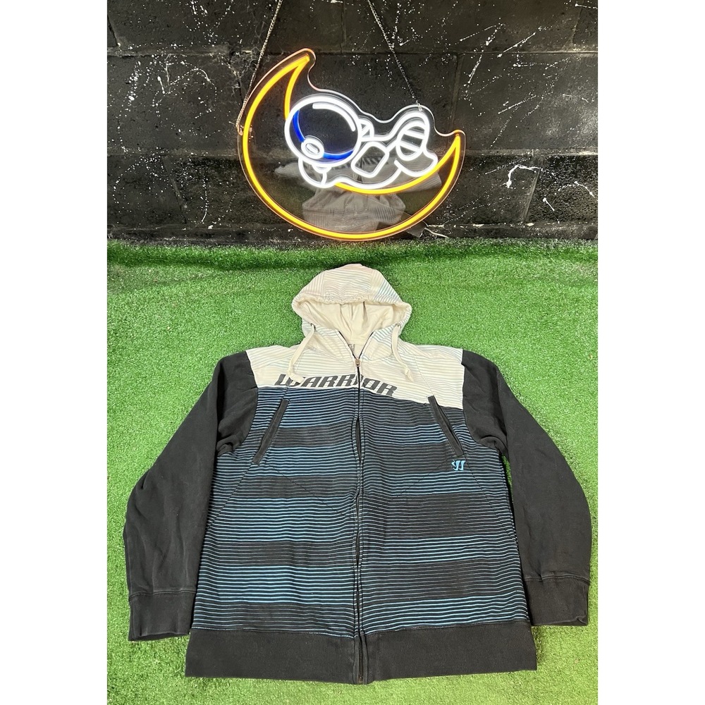 Warrior Lacrosse Striped Full‎ Zip Up Hoodie Sweatshirt Men's Size Large LG